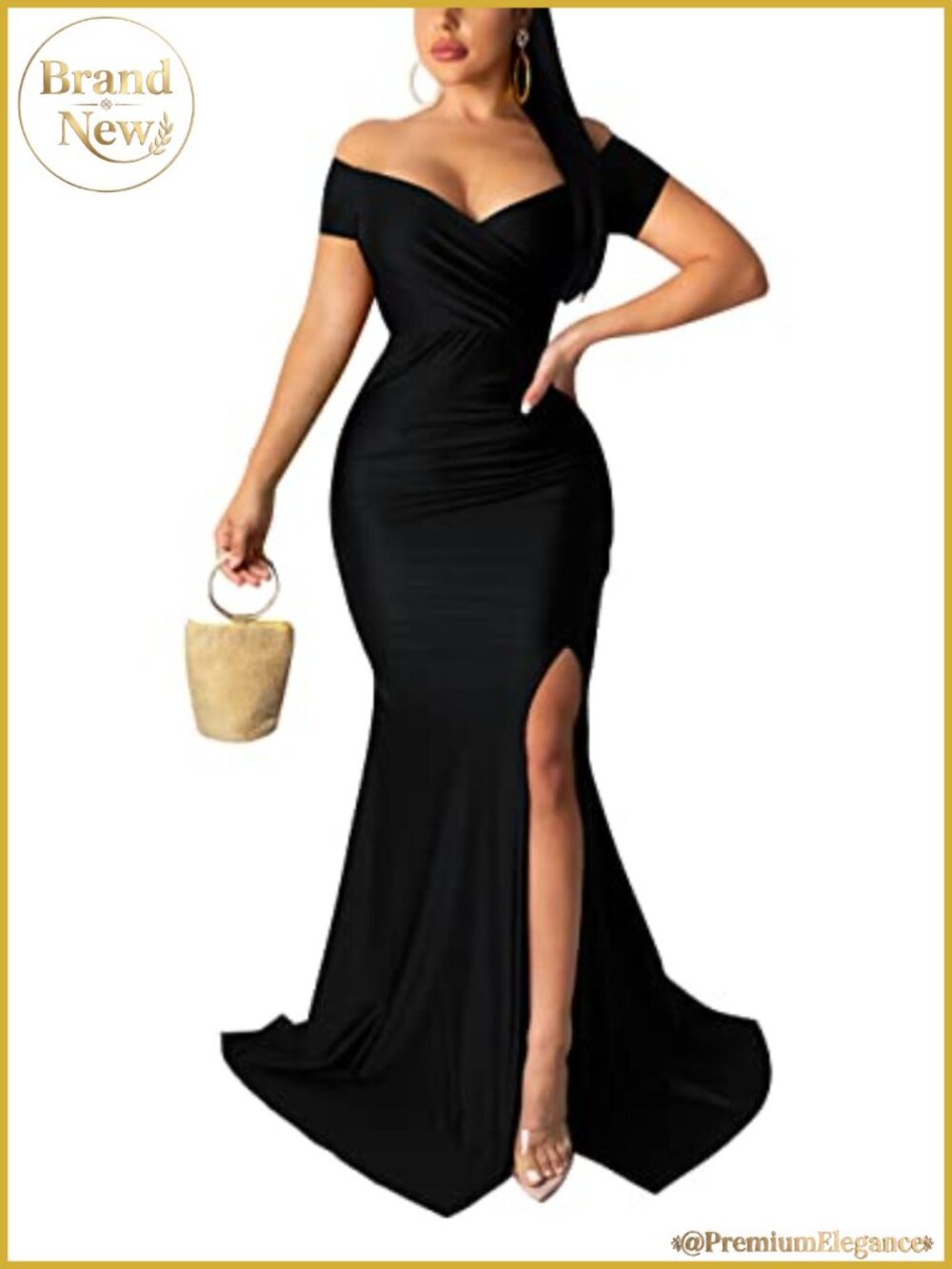 Womens Off Shoulder V Neck Bodycon Mermaid Formal Evening Dress